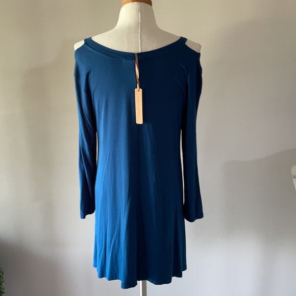 GIBSON LATIMER COLD SHOULDER LONG SLEEVE ASYMMETRICAL-STRETCH TUNIC SZ large - Picture 6 of 9